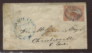 Canada 1852 3d on 1853 cover from Hamilton CW to Christieville LC - Picture 1 of 2
