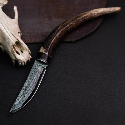 Gift-Ready 13.1" Damascus / Steel Knife Full Tang Hunt it Hunt + Leather Sheath - Image 1 of 4