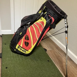 PING Freestyle Stand Golf Bag Red Yellow Black 4-Way Divider Lightweight Carry - Picture 1 of 13
