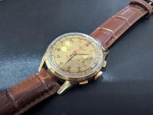 Time Dreffa Chronograph Watch Gold Finish Manual Wind MenS Dress Watch Vintage - Picture 1 of 7