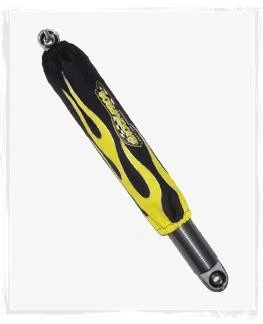 Cubiertas de amortiguador de llama Shock-Pros-amarillas para Polaris Sport 400L 1995-1999 ATV delanteras Foto 1 de 2