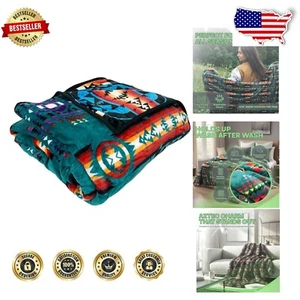 Multi-Purpose 40”x60” Fleece Blanket - Cozy Aztec Pattern for Home and Camping - Picture 1 of 12