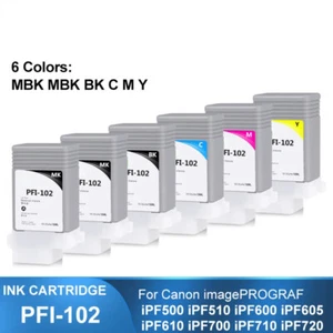 PFI-102 6PC 130ML Compatible Ink For Canon iPF500 iPF510 iPF605 iPF610 iPF700 - Picture 1 of 6