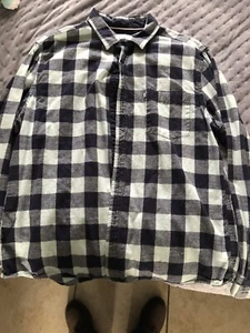 Goodfellow Mens Button Up Blue Plaid Flannel Dress Shirt Size XL - Picture 1 of 2