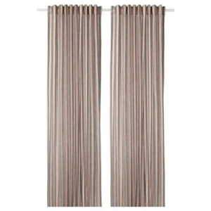 IKEA BERGSKRABBA Gardinen 2 Paneele (1 Paar) grau, rot gestreift 57x98 NEU  - Bild 1 von 3