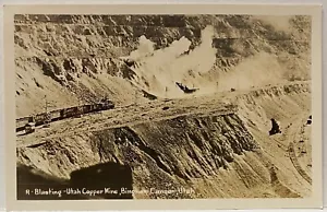 Cartolina foto reale Bingham Canyon UTAH RPPC esplosione miniera di rame Utah ~ miniera - Foto 1 di 2