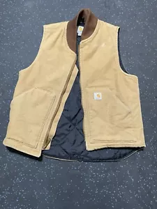 Carhartt duck canvas vest size medium VO1 BRN black quilted liner - Picture 1 of 3