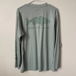 AFTCO Shirt Mens Large Teal School Fish AFTCO Graphic Tee Blue Fishing Outdoor - Picture 1 of 6
