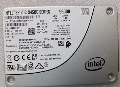 Intel SSD S4500 DC Series 960GB 2.5 inch SATA3 Solid State Drive SSDSC2KB960G7 - Image 1 of 3