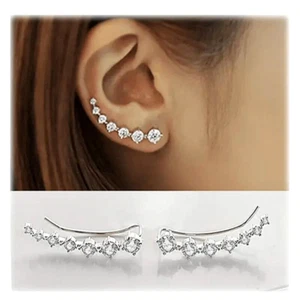 Arc Zircon Inlaid Stud Earrings Copper Elegant Style Trendy Stud Earrings Trendy - Picture 1 of 6