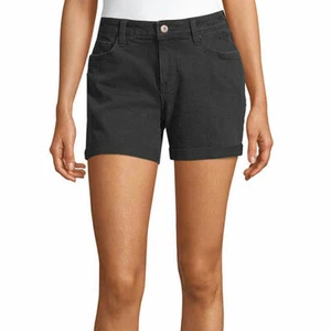 Arizona Women's Juniors Denim Hi Rise Shorts Size 11 Black Smoke Color NEW - Picture 1 of 3
