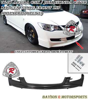 Se adapta a 06-08 Acura CSX (JDM Spec Civic) - No se ajusta a las especificaciones de EE. UU. Estilo Mu-gen labio delantero Foto 1 de 2