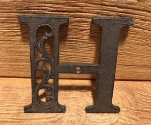 Letter "H" Ornate Cast Iron Filigree 4 5/8" tall by 4 5/8" wide Rustic 0557-H - Picture 1 of 24