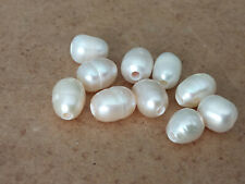 White Fresh Water Large 1.8mm hole Pearl Beads 7mm to 9mm (10 pc)