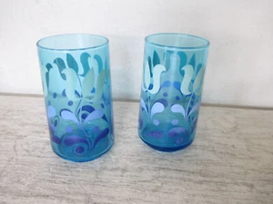 2er Set MCM Vintage Blau Tulpe Trinken Retro Gläser Lebendige Aufkleber - Bild 1 von 5