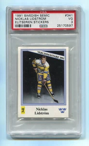 Tarjeta de novato RC 1991 Swedish Semic Elitserien pegatinas 341 Nicklas Lidstrom PSA 3 - Imagen 1 de 2