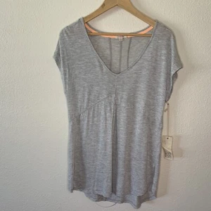 Pink Lotus Nordstrom Women's Workout T-Shirt Size S Grey Marled Cap Sleeves - Picture 1 of 7