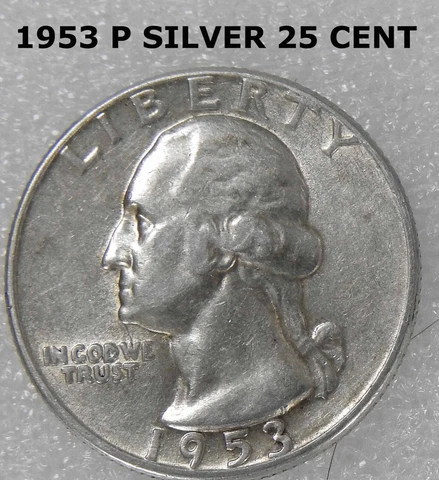 1953 P MINT Philadelphia Washington Quarter 25 CENT 90% SILVER COIN AU XF Cover