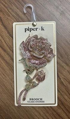 gaitero. Broche rosa piedra vidrio k rosa, dorado, verde, blanco (incoloro) Foto 1 de 4
