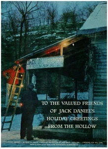 PRINT AD, 1958 Jack Daniel Distillery 50's Holiday Christmas Greetings Hollow - Picture 1 of 1