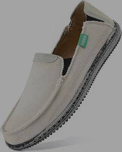 NEW NIB CANVAS BOAT DECK SLIP ON SHOES BEIGE LOAFERS VINTAGE FLAT MENS SIZE 10.5 - Picture 1 of 6
