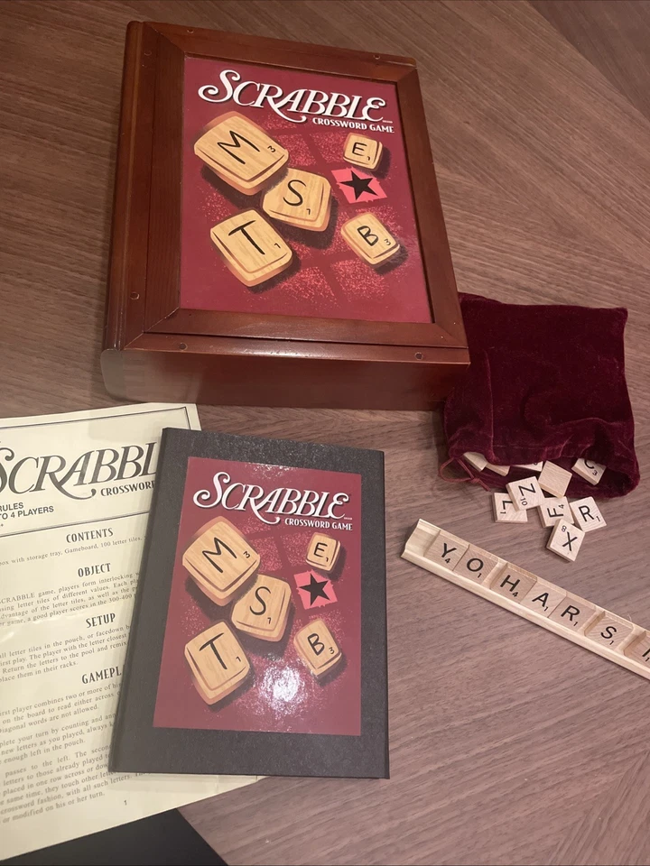 Hasbro Parker Brothers Vintage Game Collection Wooden Book Box Scrabble Complete - Image 1 of 2