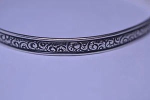 VINTAGE FELCH DANECRAFT STERLING SILVER BANGLE BRACELET FANCY SCROLLS OXIDIZED - Picture 1 of 3