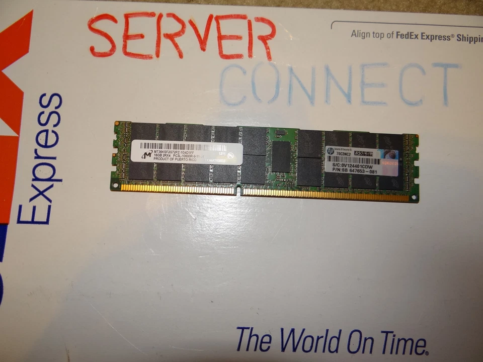 16GB DDR3 PC3-10600 1333MHZ 240PIN ECC REGISTERED CL9 HP 647901-B21 647653-081 - Image 1 of 1