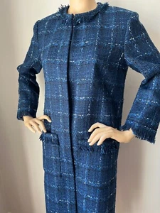 NUEVO ST JOHN TEJIDO TALLA 12 TOPPER AZUL MARINO MULTI TWEED - Imagen 1 de 6