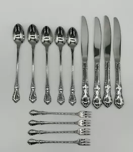 Oneida Distinction Mansion Hall Cucchiaini da tè ghiacciati in acciaio inox, forchette da cocktail, coltello - Foto 1 di 7