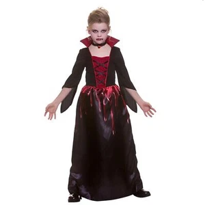 Girls Bloodthirsty Vampiress Costume Red Black Gothic Dress Halloween Outfit - Picture 1 of 1