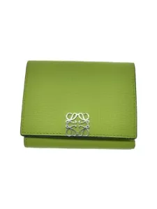 LOEWE Cartera Plegada Triple Cuero Verde Liso Damas Usada - Imagen 1 de 7