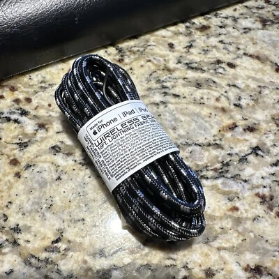 10 Foot Wireless Gear Fabric Charging Cable Heavy Duty For iPhone iPad iPod New - Image 1 of 2
