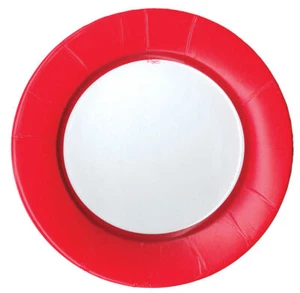 Red Linen Border Salad - Caspari Square Paper Party Plates 20.5 cm pack of 8 - Picture 1 of 1