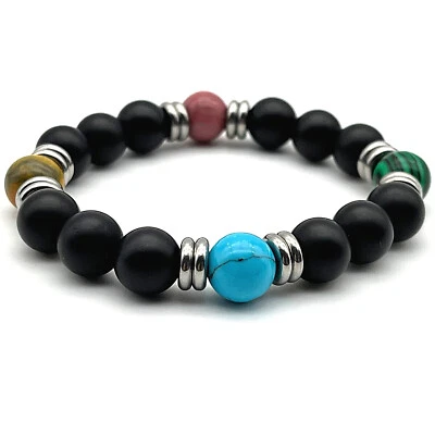 Matte Onyx  Sterling Silver 10mm Gemstone Beaded Harmony & Protection Bracelet - Image 1 of 4