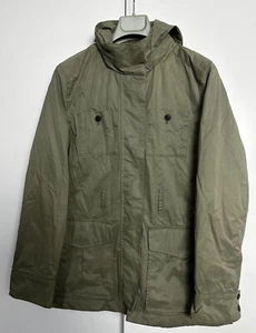 Crew Clothing Hooded Windbreaker In Olive green Women's Warm Winter Coat Size 12 - Picture 1 of 7