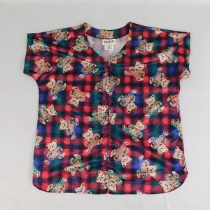 Esleep For Kids Vintage Teddy Bear Button-Up Pajama Top - 14, Multi-Plaid #1219 - Picture 1 of 8