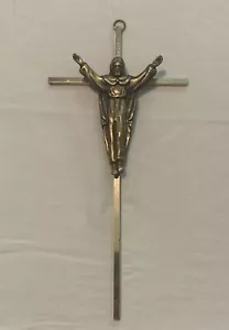 Vintage INRI Gold Tone Wall Cross Crucifix Of Jesus Christ 10” Made In Portugal - Picture 1 of 5
