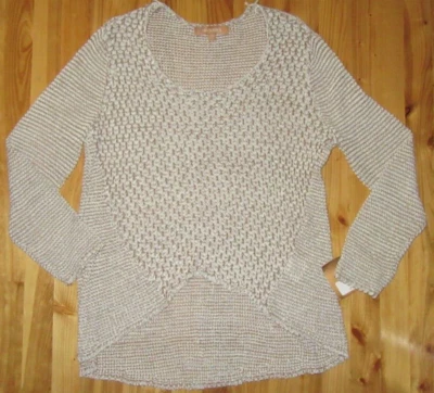 Ellen Tracy XS L/S Barley Creme U-Neck Hi Low Sweater NWT CUTE — 第 1/3 张图片
