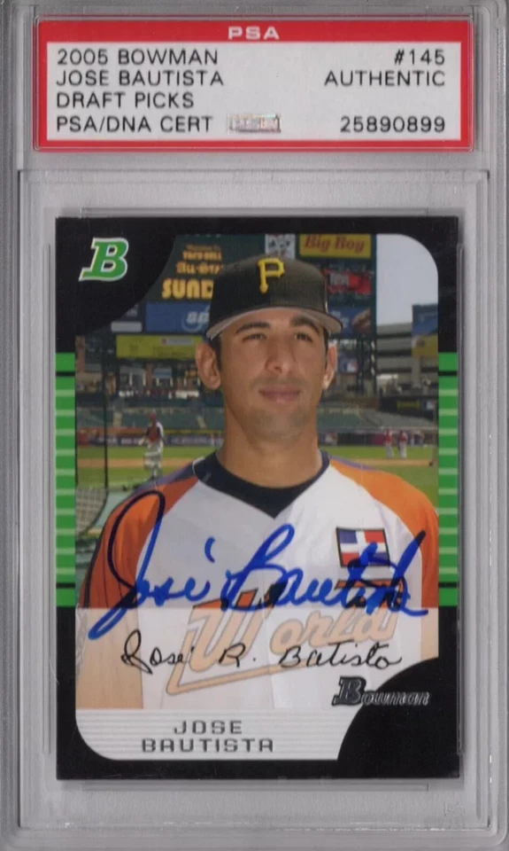 Tarjeta de novato Bowman 2005 autógrafa firmada por José Bautista PSA/DNA automática RC #145 Foto 1 de 2