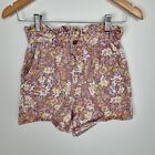 Cotton On Kids Denim Shorts Floral Print Girls Size 9-10