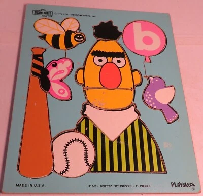 Vintage 1973 Sesame Street Playskool Bert's "B" Puzzle 2-5 yr No. 315-2 GUC #2 - Image 1 of 4