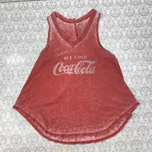 Coca Cola Serve Ice Cold Red Casual Sleeveless Top Tank Women's Size L - Picture 1 of 10