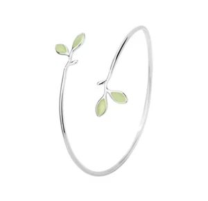 925 STERLING SILBER GRÜNES BLATT ARMBAND, BLATTARMBAND, ARMREIF VERSTELLBAR, GESCHENK - Bild 1 von 4