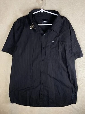 RIPCURL Casual Formal Shirts Top Size 2XL Mens Black Striped Short Sleeve - Image 1 of 4