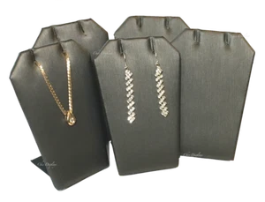 Soporte colgante de exhibición de joyas de cuero sintético gris 6 piezas 3 1/4" T - Imagen 1 de 3