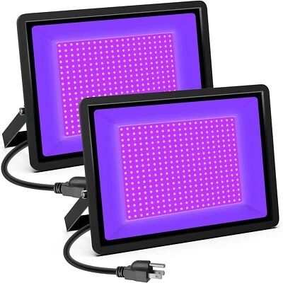 2 Pack TyTopFan 500W Black Lights IP66 Waterproof Black Flood Light with Plug - Image 1 of 3