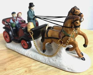 Porcelain Carriage w Horses Copperfield Keepsake 7”L Christmas Village Decor - Picture 1 of 16