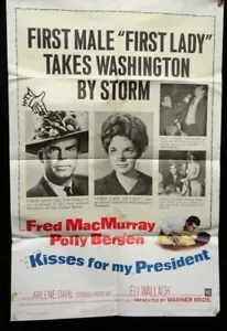 Kisses for My President ๐ฌ1964 Original Theater Comedy Movie Poster Polly Bergen - Picture 1 of 8