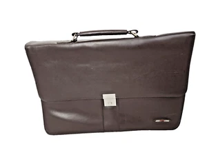 Just In Case Briefcase Laptop Bag Leather Brown Top Handle - Picture 1 of 23